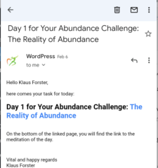 correo electrónico del día 1 del desafío de la abundancia