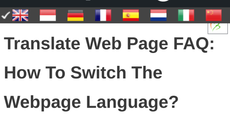 Translate Web Page FAQ: How To Switch The Webpage Language?