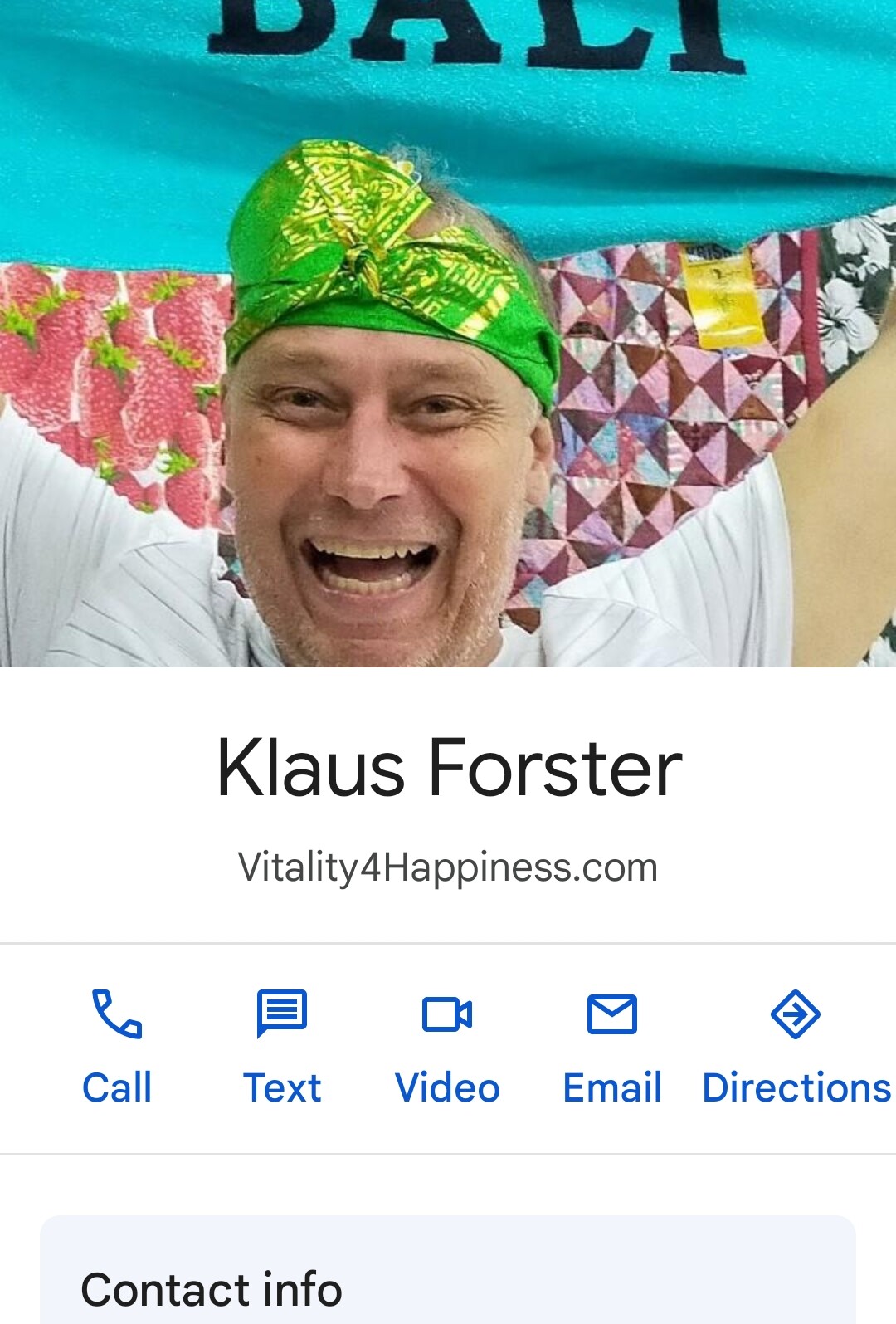 Download Vcard Klaus Forster Vitality4Happiness